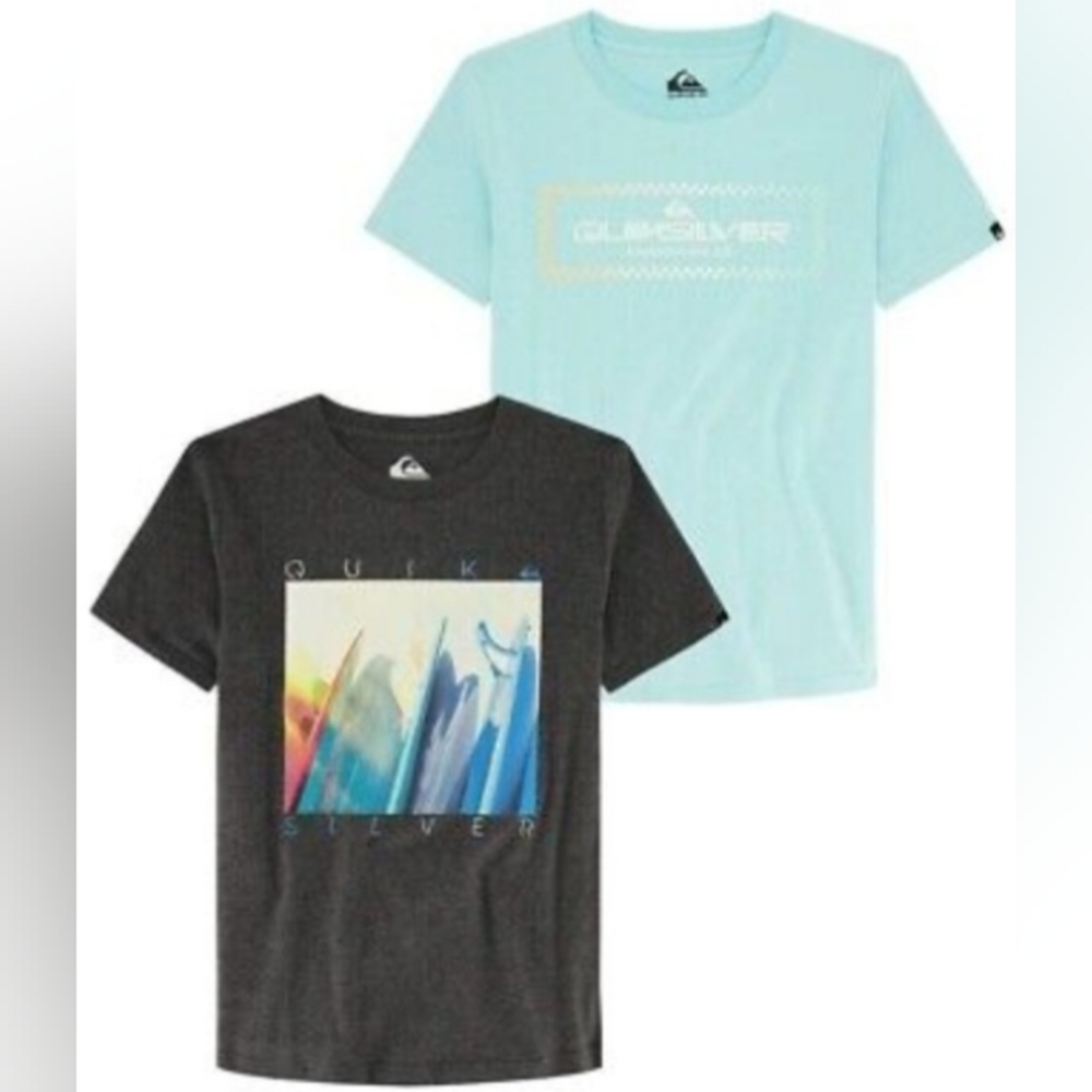 Youth 2-pack Quiksilver Short Sleeve Tee, XL-18/20 Turquoise Dark Grey NWT